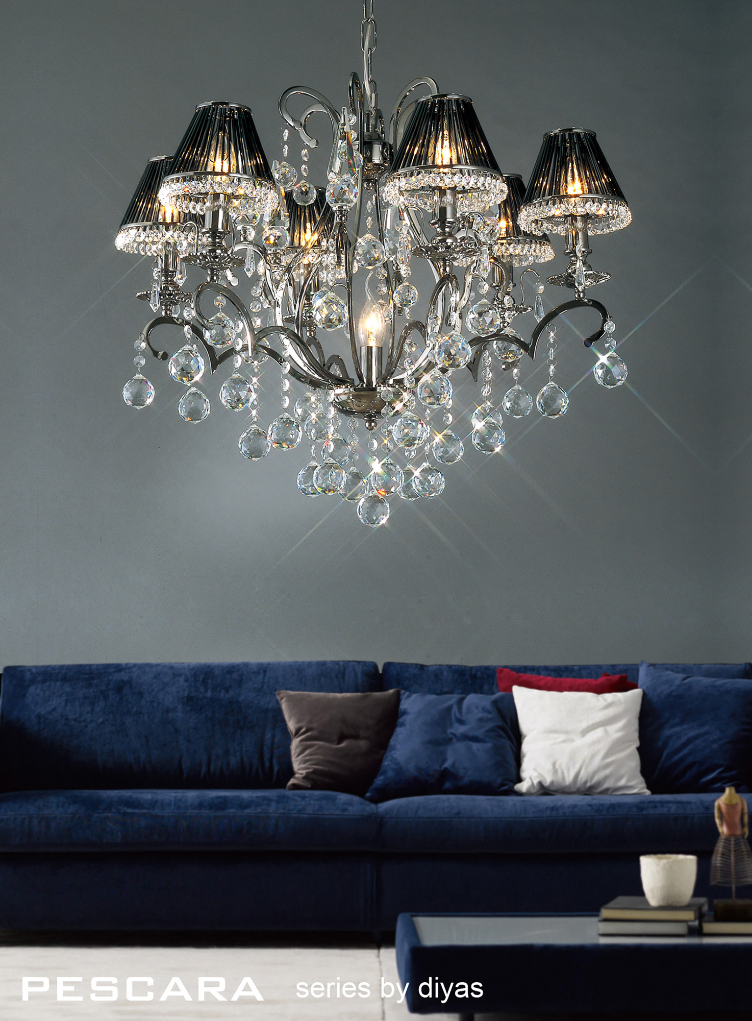 Pescara Crystal Wall Lights Diyas Armed Wall Lights